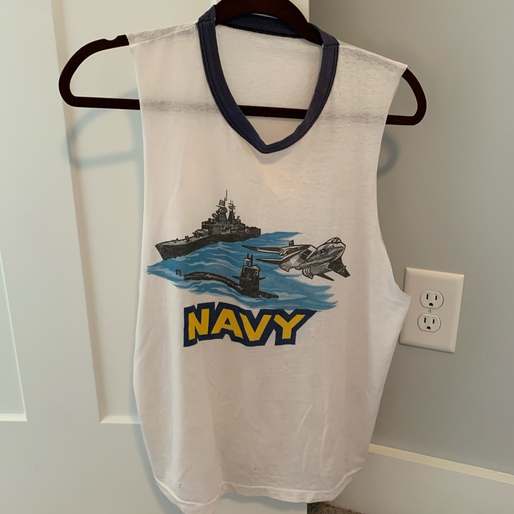 Vintage cut navy t shirt